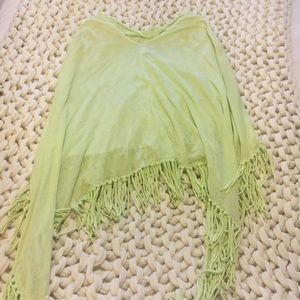New Minnie rose lime fringe poncho one size